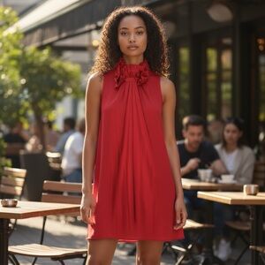 Elegant Red Silk Mini Dress